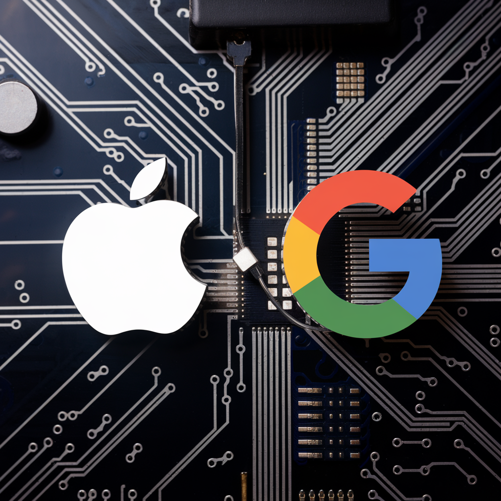 Image conceptuelle de la collaboration Apple et Google.