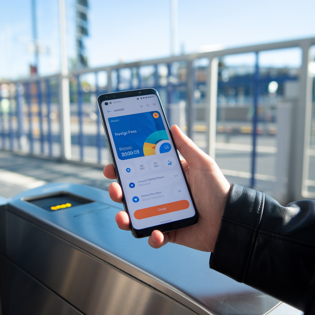 Un smartphone Android avec l'application Google Wallet ouverte, montrant un passe Navigo numérique.