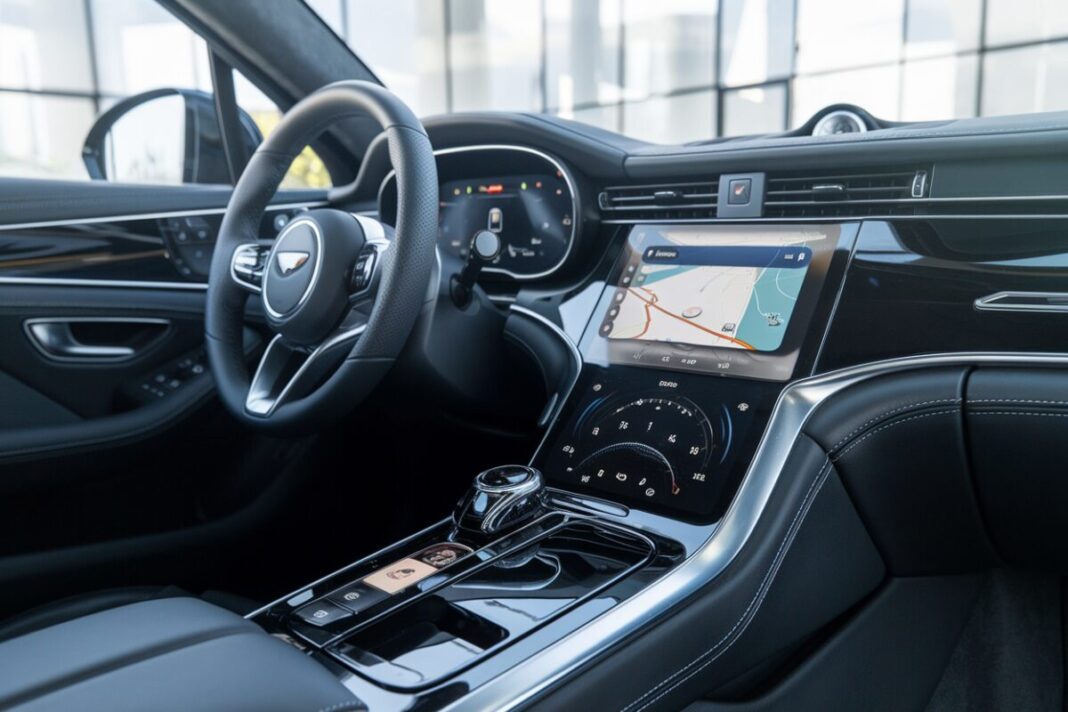 iOS 26.2 et Apple CarPlay : Les nouveautés et les défis de l'intégration automobile Tableau de bord de voiture moderne avec interface Apple CarPlay affichée.