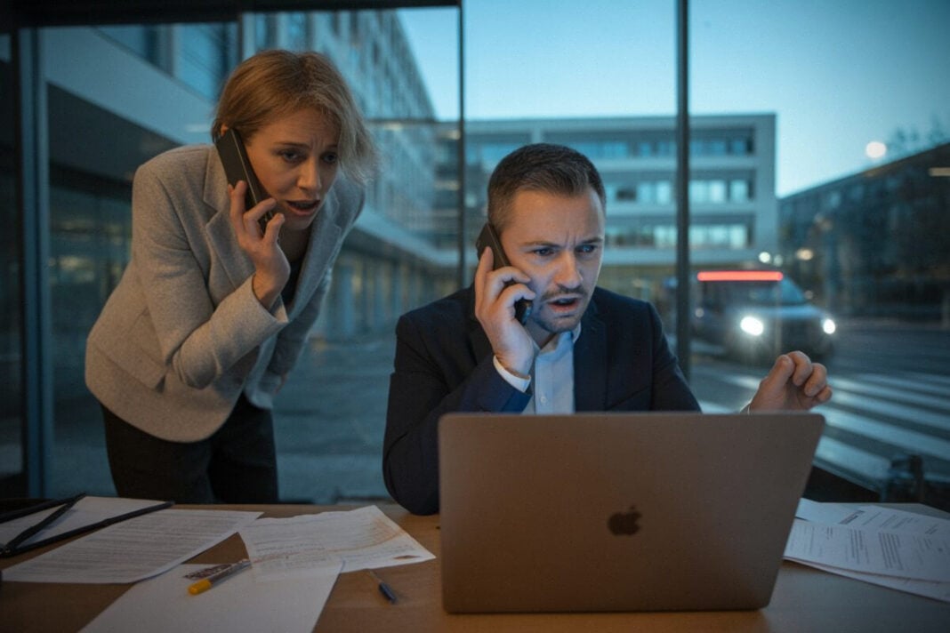Cellule de crise informatique au ministère Agents administratifs gèrent une crise après une cyberattaque au ministère
