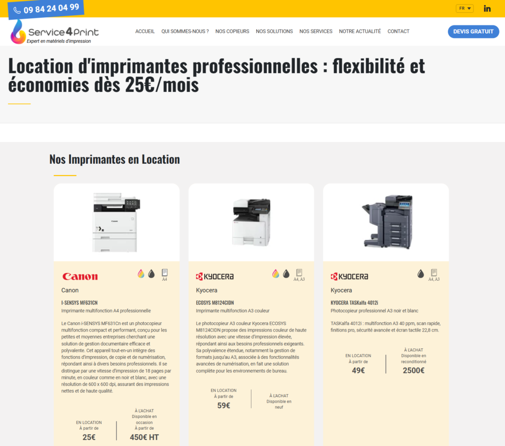 Louer des équipements professionnels Louer des équipements professionnels